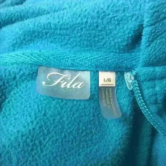 Fila Hoodie Fleece 1/3 Zip Pullover Sweater Athleisure  Teal - Picture 6 of 8